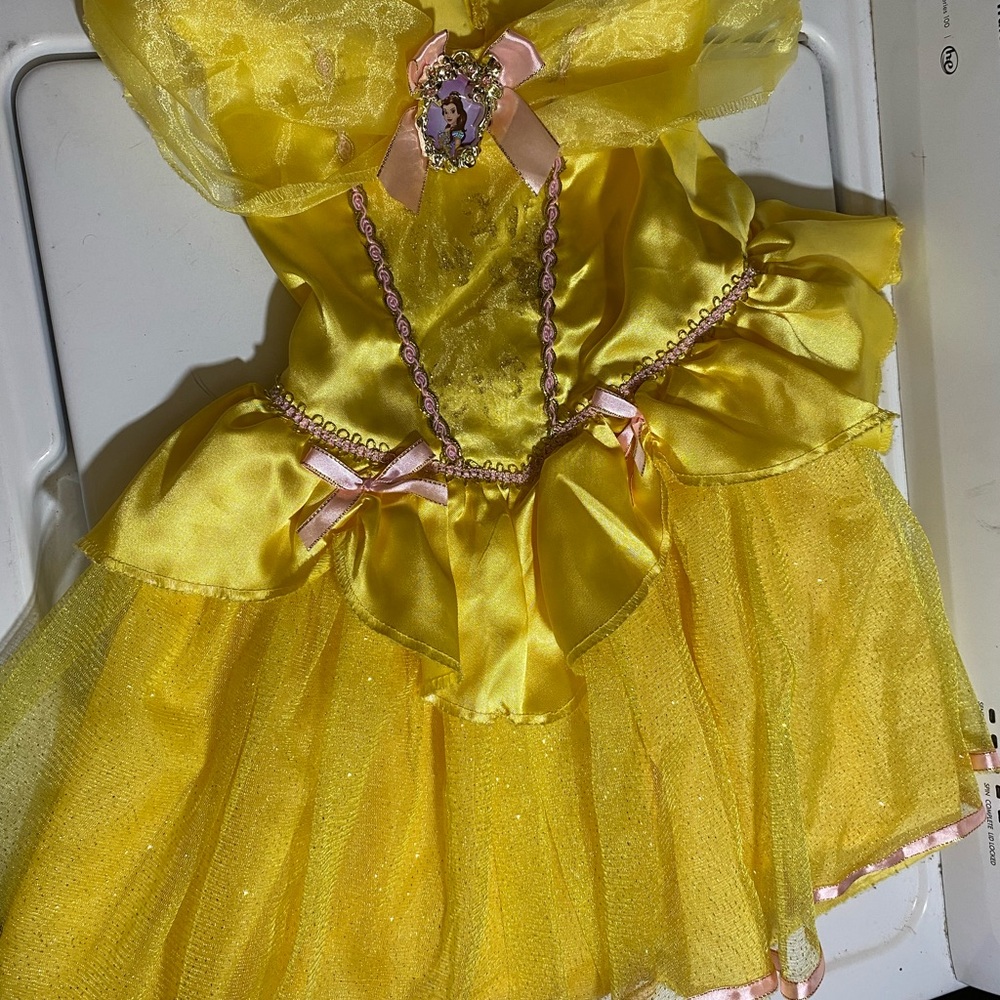 Yellow Princess Belle Dress with Pink Accents